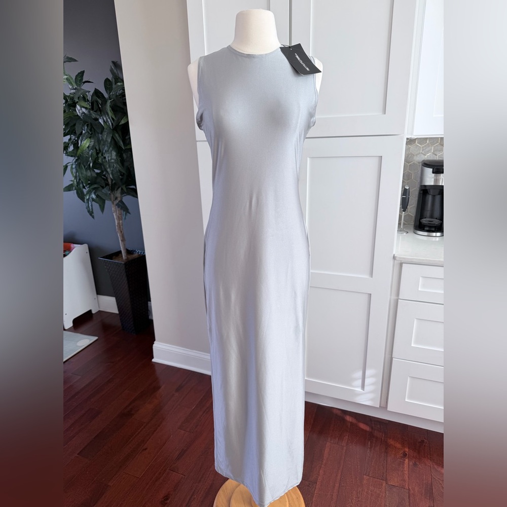 PrettyLittleThing Maternity Grey Disco Racer Midi Dress